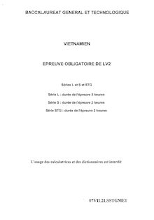 Vietnamien LV2 2007 Littéraire Baccalauréat général