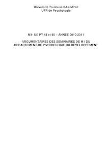 Université Toulouse II-Le Mirail UFR de Psychologie M1- UE PY 44 ...