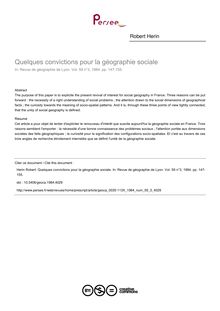 Quelques convictions pour la géographie sociale - article ; n°3 ; vol.59, pg 147-155