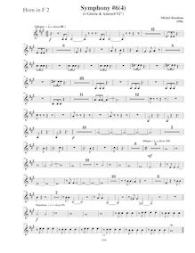 Partition cor 2 (F), Symphony No.6  Magnificat , D major, Rondeau, Michel par Michel Rondeau