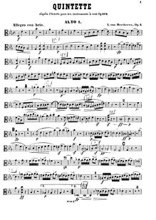 Partition viole de gambe 1, corde quintette No.1, Op.4 (after pour Octet Op.103)