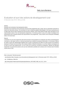Evaluation et suivi des actions de développement rural - article ; n°1 ; vol.213, pg 24-28