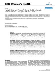 Multiple Roles and Women s Mental Health in Canada