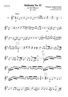 Partition violons II, Symphony No.15, G major, Mozart, Wolfgang Amadeus
