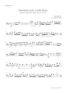 Partition Trombone 1, 52 choral préludes, Reger, Max