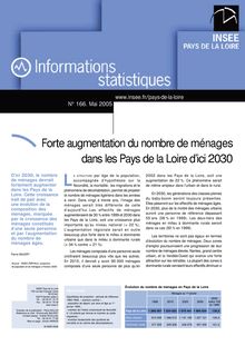 Forte augmentation du nombre de ménages dans les Pays de la Loire d ici 2030