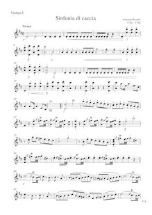 Partition violons I, Symphonie de chasse en D major, Simphonie de Chasse a 2 Violons, 2 Alto et Violoncelle, Contrabasse, 2 Clarinette, 2 Hautbois, 2 Flutes, 2 Cors, 2 trompette et timbale ad libitum
