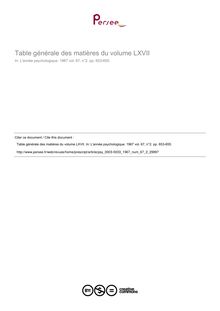 Table générale des matières du volume LXVII - table ; n°2 ; vol.67, pg 653-655