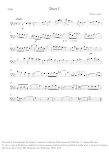 Partition de violoncelle, Duet I, G minor, Carazo, Xavier