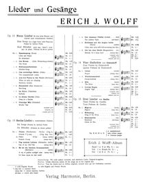 Partition complète, 3 chansons von Goethe, Op.15, Wolff, Erich Jaques