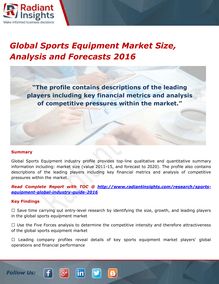 Global Sports Equipment Market Size, Share, Analysis and Forecasts 2016