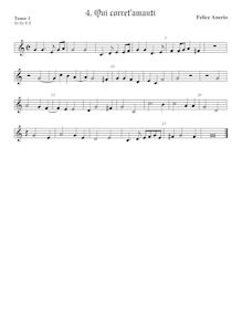 Partition ténor viole de gambe 1, aigu clef, madrigaux pour 4 voix par Felice Anerio