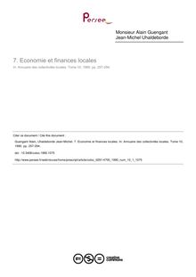 Economie et finances locales - article ; n°1 ; vol.10, pg 257-294