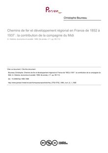 Chemins de fer et développement régional en France de 1852à 1937 : la contribution de la compagnie du Midi - article ; n°1 ; vol.9, pg 95-112
