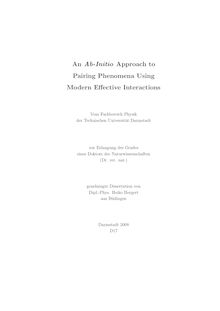 An ab-initio approach to pairing phenomena using modern effective interactions [Elektronische Ressource] / von Heiko Hergert