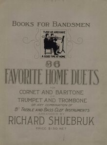 Partition couverture couleur, 36 favorite home duos pour cornet et baryton ou trompette et trombone ou any combination of B♭ aigu et basse clef instruments