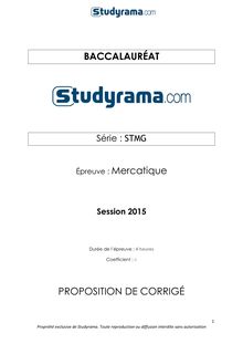 Corrigé BAC STMG 2015 Marketing