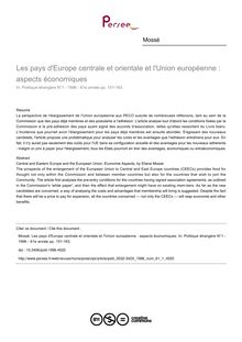 Les pays d Europe centrale et orientale et l Union européenne : aspects économiques - article ; n°1 ; vol.61, pg 151-163