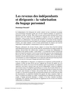 Les revenus des indépendants et dirigeants : la valorisation du bagage personnel