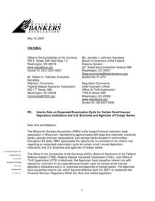 Public Comment, Expanded Examination Cycle for Certain Small Insured Institutions, Wisconsin Bankers