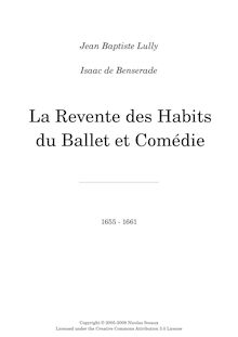 Partition complète, Ballet de la revente des habits, LWV 5, Lully, Jean-Baptiste