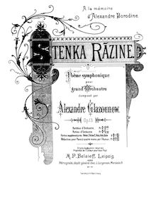 Partition Complete Orchestral Score, Stenka Razin, Op.13, Poème symphonique