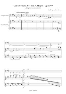 Partition , Allegro, ma non tanto, violoncelle Sonata No.3, A Major par Ludwig van Beethoven