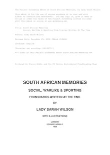 South African Memories - Social, Warlike & Sporting from Diaries Written at the Time