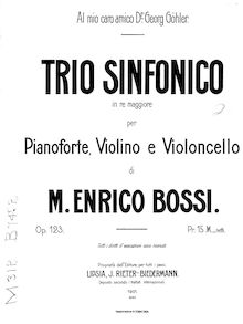 Partition violoncelle, Trio Sinfonico, Op.123, D Major, Bossi, Marco Enrico