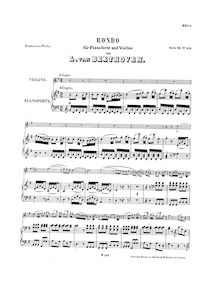 Partition de piano et partition de violon, Rondo pour violon et Piano en G major, WoO 41