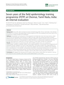 Seven years of the field epidemiology training programme (FETP) at Chennai, Tamil Nadu, India: an internal evaluation