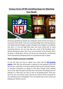 NFL Gambling Steps For Matching Your Needs