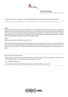 Logement et modes de cohabitation des étudiants parisiens - article ; n°1 ; vol.8, pg 121-133