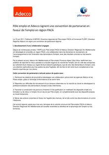 Pôle emploi et Adecco signent une convention de partenariat 