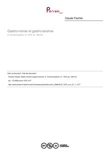 Gastro-nomie et gastro-anomie - article ; n°1 ; vol.31, pg 189-210