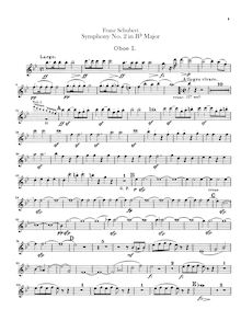 Partition hautbois 1, 2, Symphony No.2, B♭ Major, Schubert, Franz