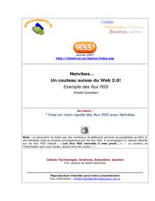 Netvibes Un couteau suisse du Web 2.0! Exemple des flux RSS