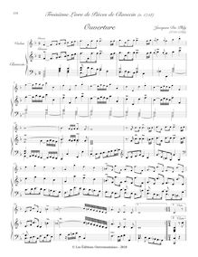 Partition , Ouverture (avec violon), Pièces de clavecin, Du Phly, Jacques