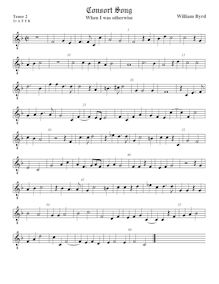 Partition ténor viole de gambe 3, octave aigu clef, 5 chansons, Byrd, William