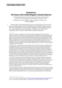 Comment on The Future of the United Kingdom s Nuclear Deterrent