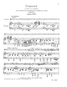 Partition Complete partition de piano, violoncelle Concerto en A minor