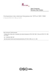 Comparaison des relances françaises de 1975 et 1981-1982 - article ; n°1 ; vol.12, pg 123-156