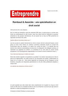 Rambaud & Associés : une spécialisation en droit social