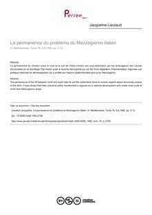 La permanence du problème du Mezzogiorno italien - article ; n°3 ; vol.76, pg 3-12