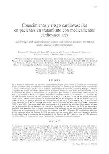 Conocimiento y riesgo cardiovascular en pacientes en tratamiento con medicamentos cardiovasculares. (Knowledge and cardiovascular disease risk among patients are taking cardiovascular related medications.)