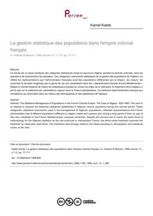 La gestion statistique des populations dans l empire colonial français - article ; n°1 ; vol.13, pg 77-111