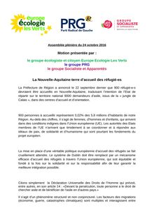Motion "La Nouvelle-Aquitaine terre d accueil des réfugié-es"