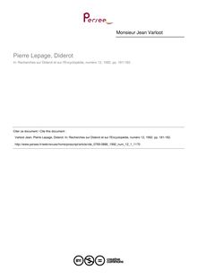 Pierre Lepage, Diderot  ; n°1 ; vol.12, pg 181-182
