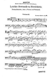 Partition violoncelle, Leichte Serenade, Op.32, Little Serenade for String Trio