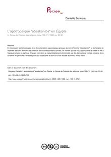 L’apotropaïque abaskantos en Égypte - article ; n°1 ; vol.199, pg 23-36